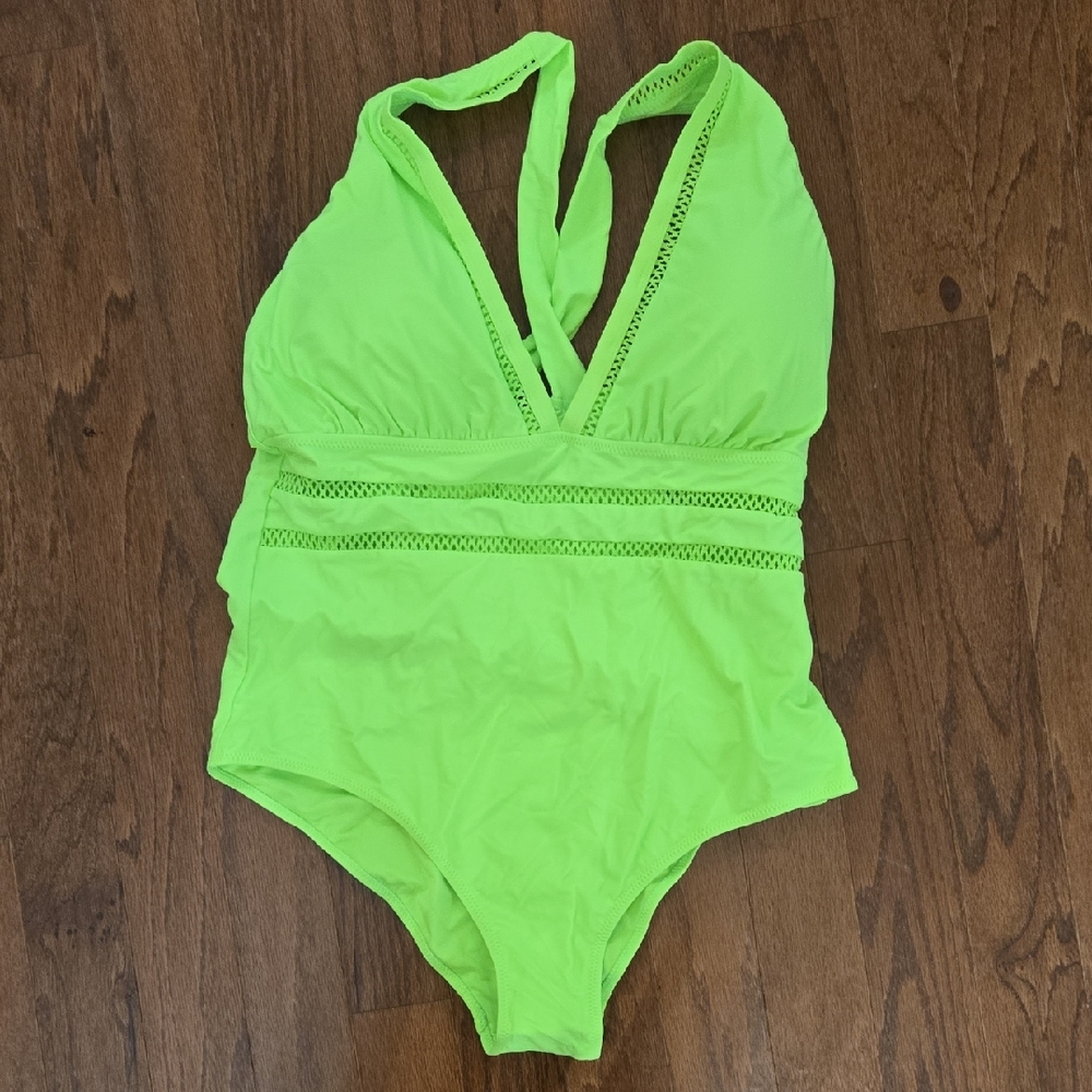 NWT Tempt Me Neon Green Halter Swimsuit